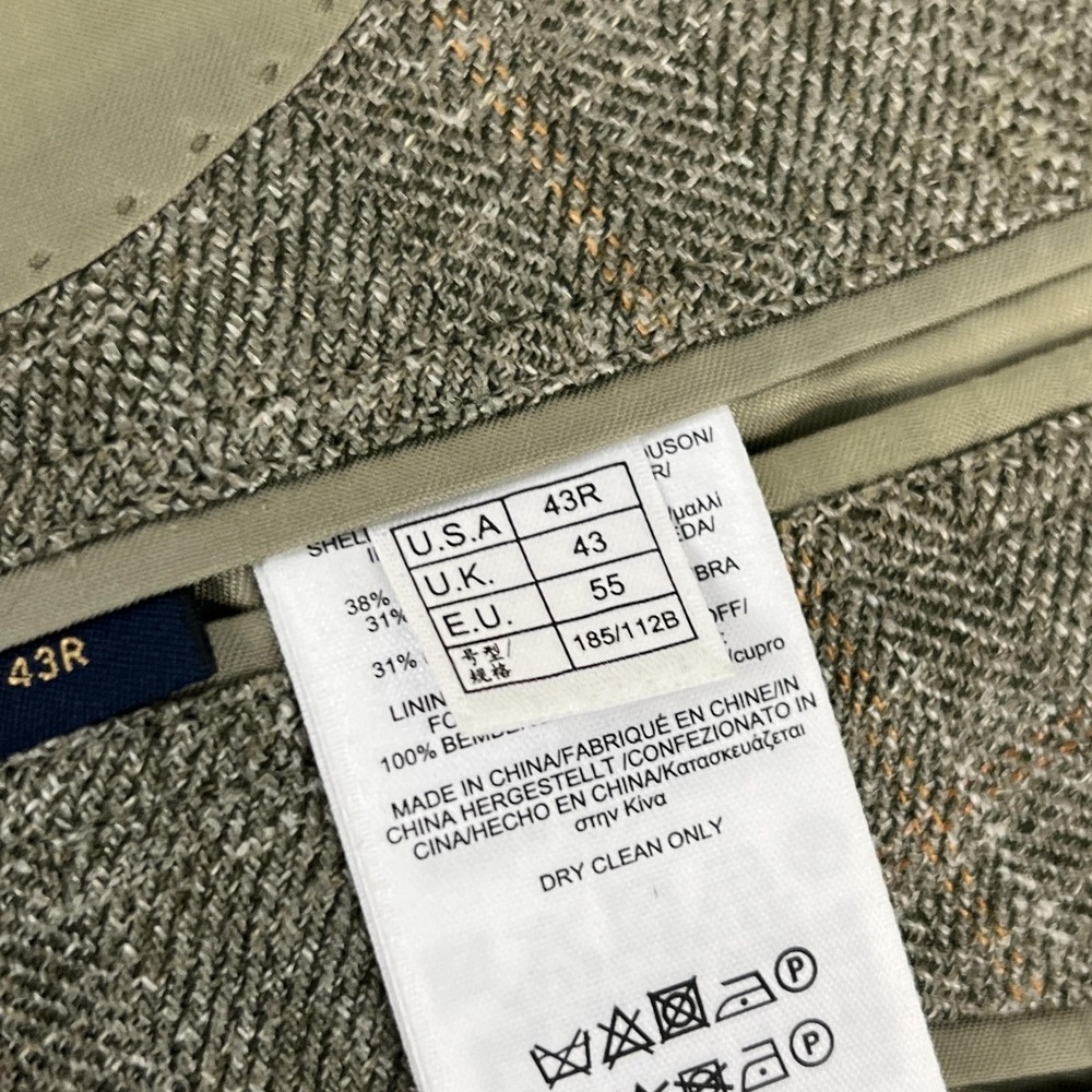 Brooks Brothers Fitzgerald Silk Linen E Thomas  43R Gray Herringbone Sport Coat - Picture 12 of 16